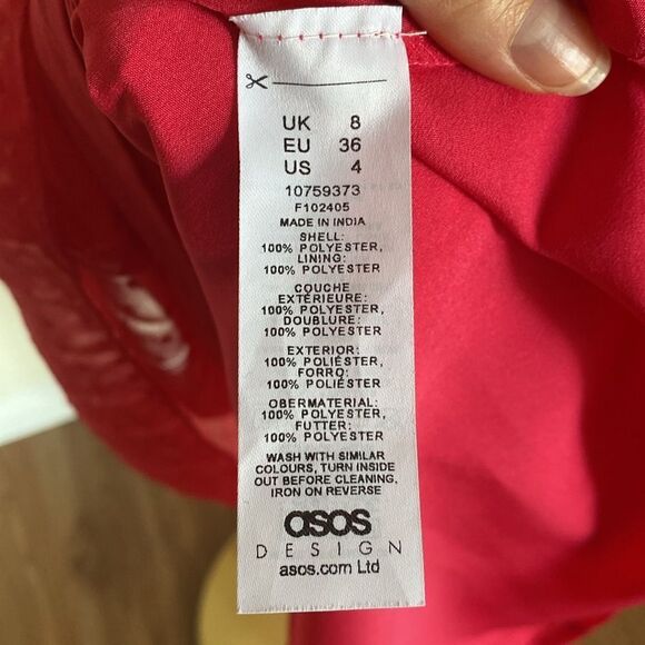 ASOS DESIGN textured pleated shirred midi dress in hot pink size 4 - Picture 12 of 16